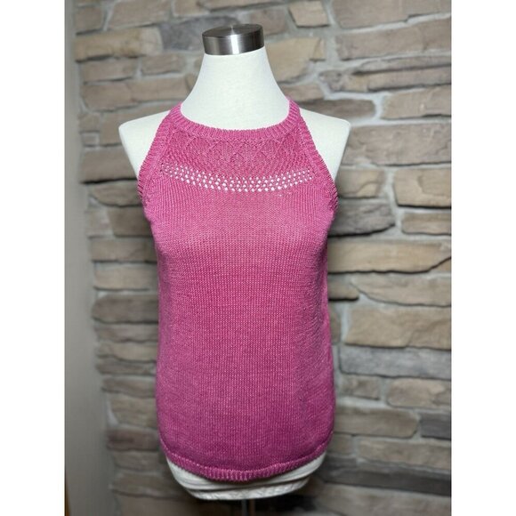 Tommy Bahama 100% Linen Knit Tank Top Pink Halter Sweater Shell Size Sz S/P - Picture 1 of 8